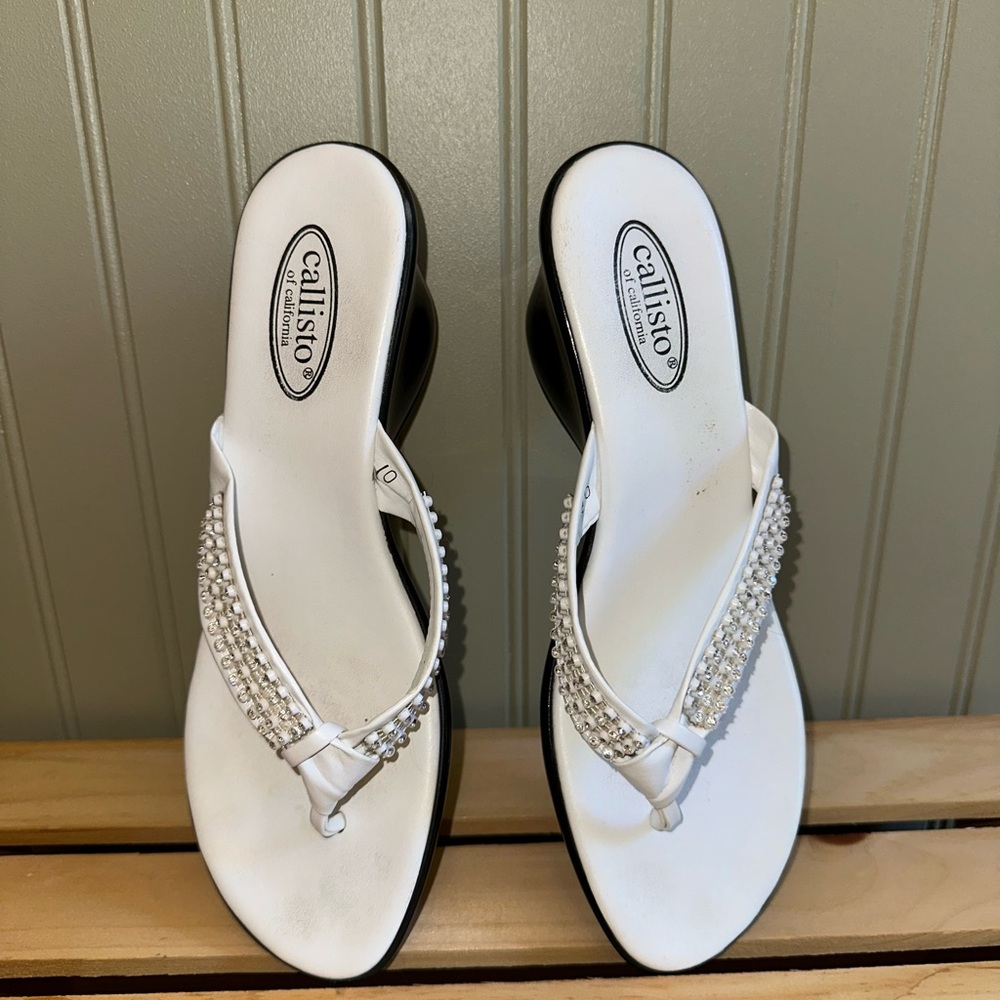 Callisto White Sparkling Sandals